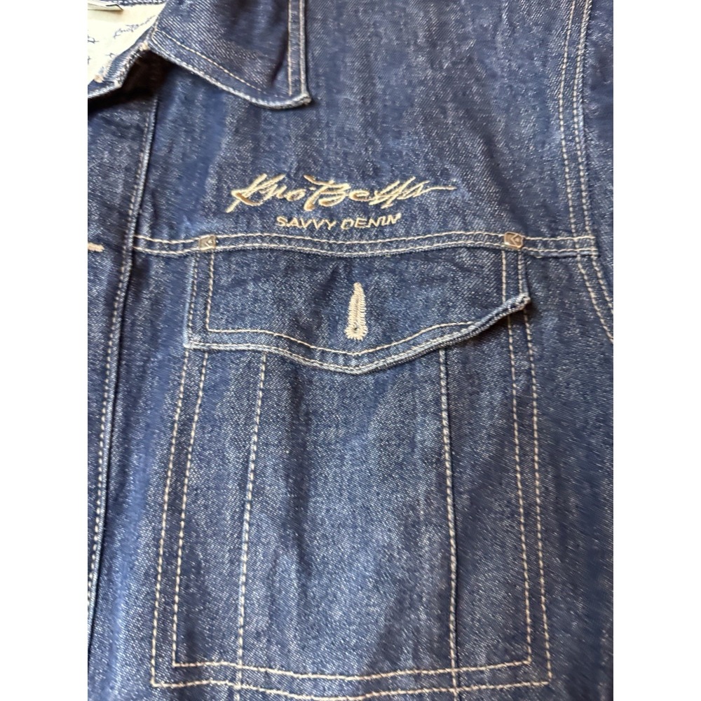 Y2K Kno' Betta Denim Jacket Sz Medium Blue With Back Mouse Patch  Hip Hop - Picture 5 of 16